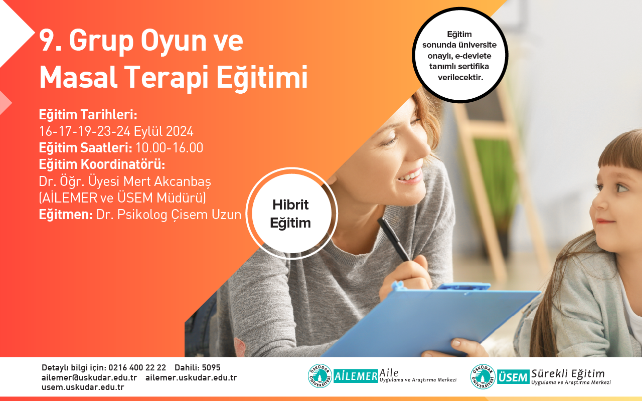 9. GRUP OYUN VE MASAL TERAPİSİ UYGULAYICI EĞİTİMİ